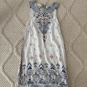 Ecote Embroidered Sleeveless Dress - White and Blue medium